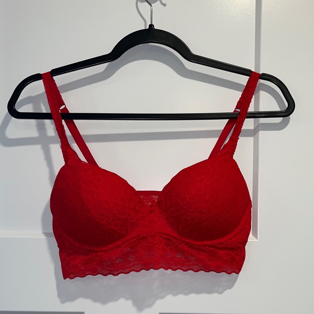 PINK Victoria's Secret Vibrant Red Lace Bralet